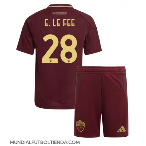 Camiseta AS Roma Enzo Le Fee #28 Primera Equipación Replica 2024-25 para niños mangas cortas (+ Pantalones cortos)